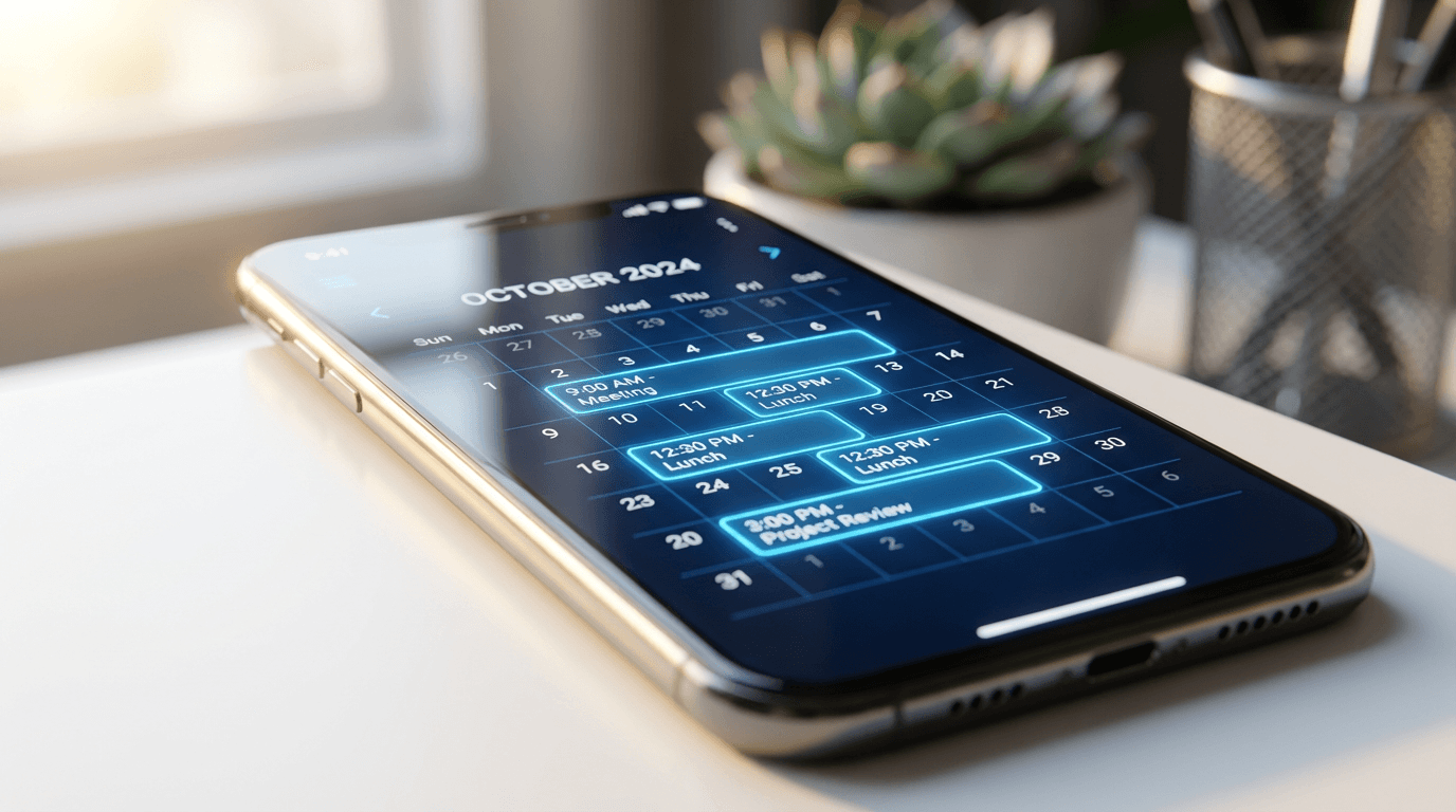 Smartphone appointment scheduling interface with booked slots